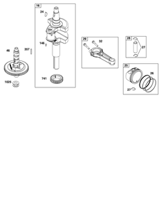 Crankshaft Group Diagram and Parts List for 356777-0147-B5 200000 - 399999 Briggs and Stratton Engine